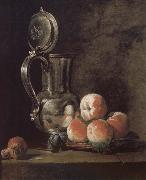 Jean Baptiste Simeon Chardin Metal pot with basket of peaches and plums France oil painting reproduction